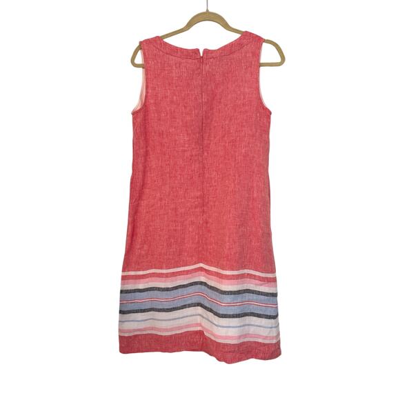 Talbots Linen Shift Dress 6P Red Sleeveless Striped Hem Petite Summer Outfit - Picture 7 of 7
